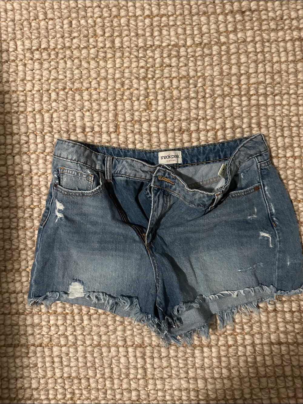 Sneak Peek Light Blue Distressed Denim Cutoff Shorts